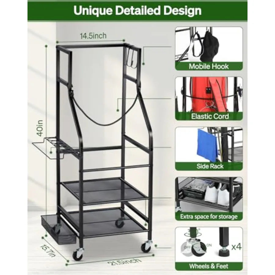 Golf Bags Garage Organizer - Golf Bag Stand Fits Single Golf and Golf Equipment Accessories