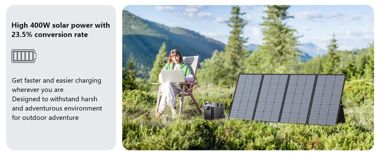 MHPOWOS 220/400W Lightweight Portable Solar Panel, Foldable Solar Panel with Kickstands for RV, Camping, Off Grid System