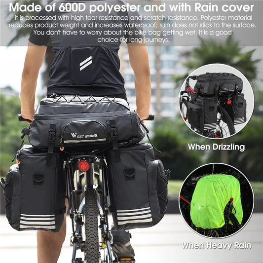 WEST BIKING Bicycle Rear Seat Bag, Waterproof Bike Pannier Bag, Multifunctional Bike Storage Bag