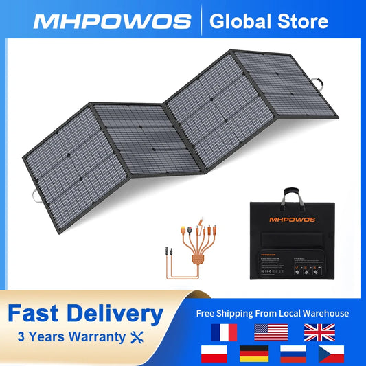 MHPOWOS 220/400W Lightweight Portable Solar Panel, Foldable Solar Panel with Kickstands for RV, Camping, Off Grid System