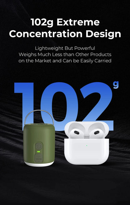 WESTTUNE Tiny Air Pump with Camping Lantern, 4.5kPa Air Pump with Magnetic Design for Inflatable Air Mattress  or Sleeping Pads