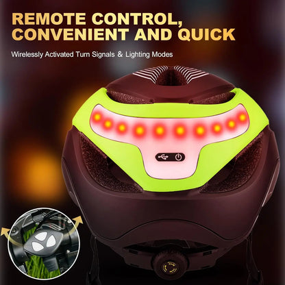 CPSC Certified Bike Helmet with Turn Signals, Removable Visor & Goggles, USB Rechargeable