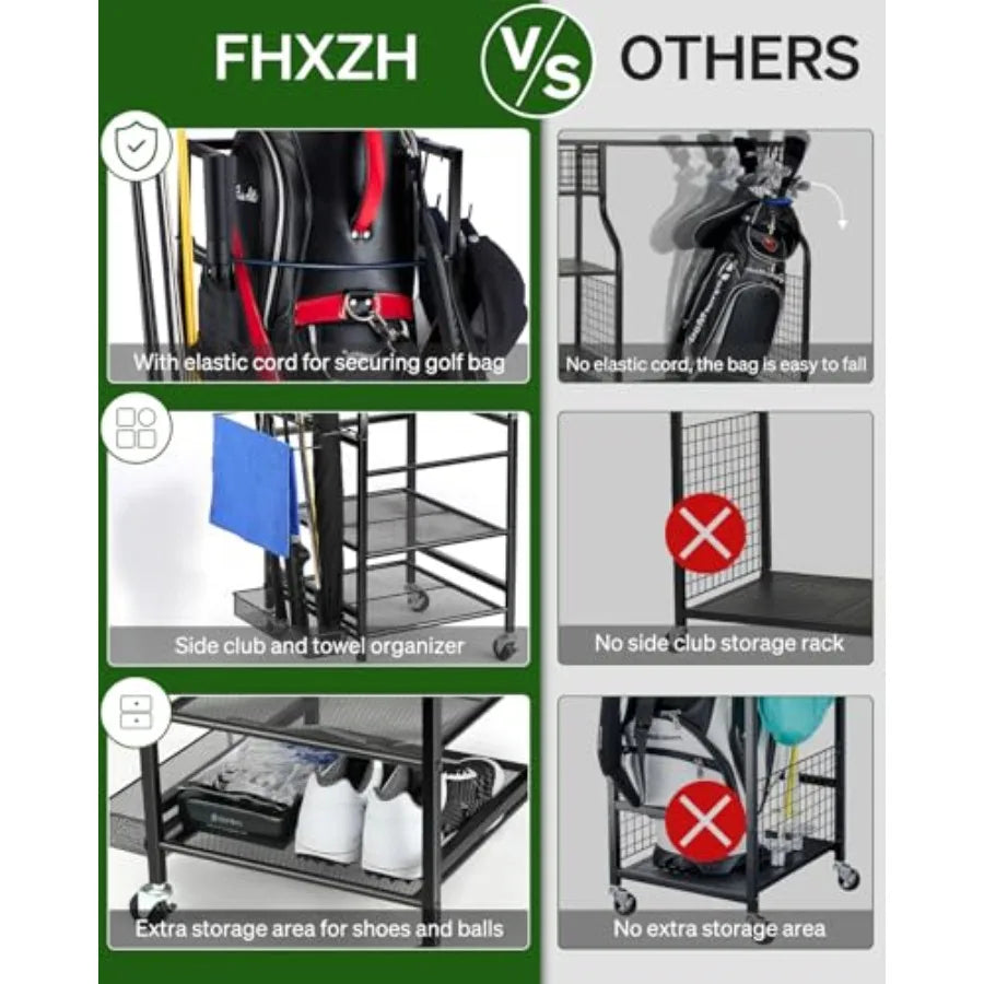 Golf Bags Garage Organizer - Golf Bag Stand Fits Single Golf and Golf Equipment Accessories