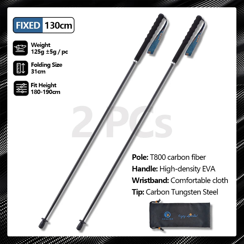 Carbon City Walking Running Sticks, Lightweight T800 Carbon Fiber Collapsible Telescopic Pole