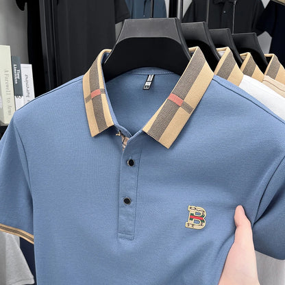 Summer men's golf fashion short sleeved polo shirt, breathable