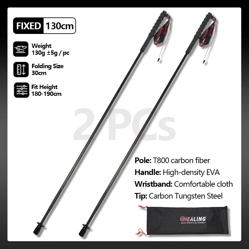 Local+ 2PCs Trekking Poles, Carbon Fiber 115g Ultra-Light Hiking Poles