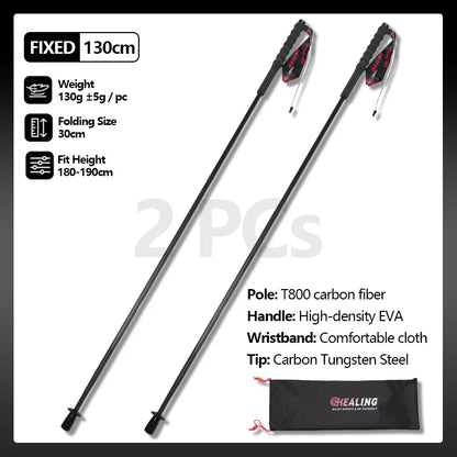 Local+ 2PCs Trekking Poles, Carbon Fiber 115g Ultra-Light Hiking Poles