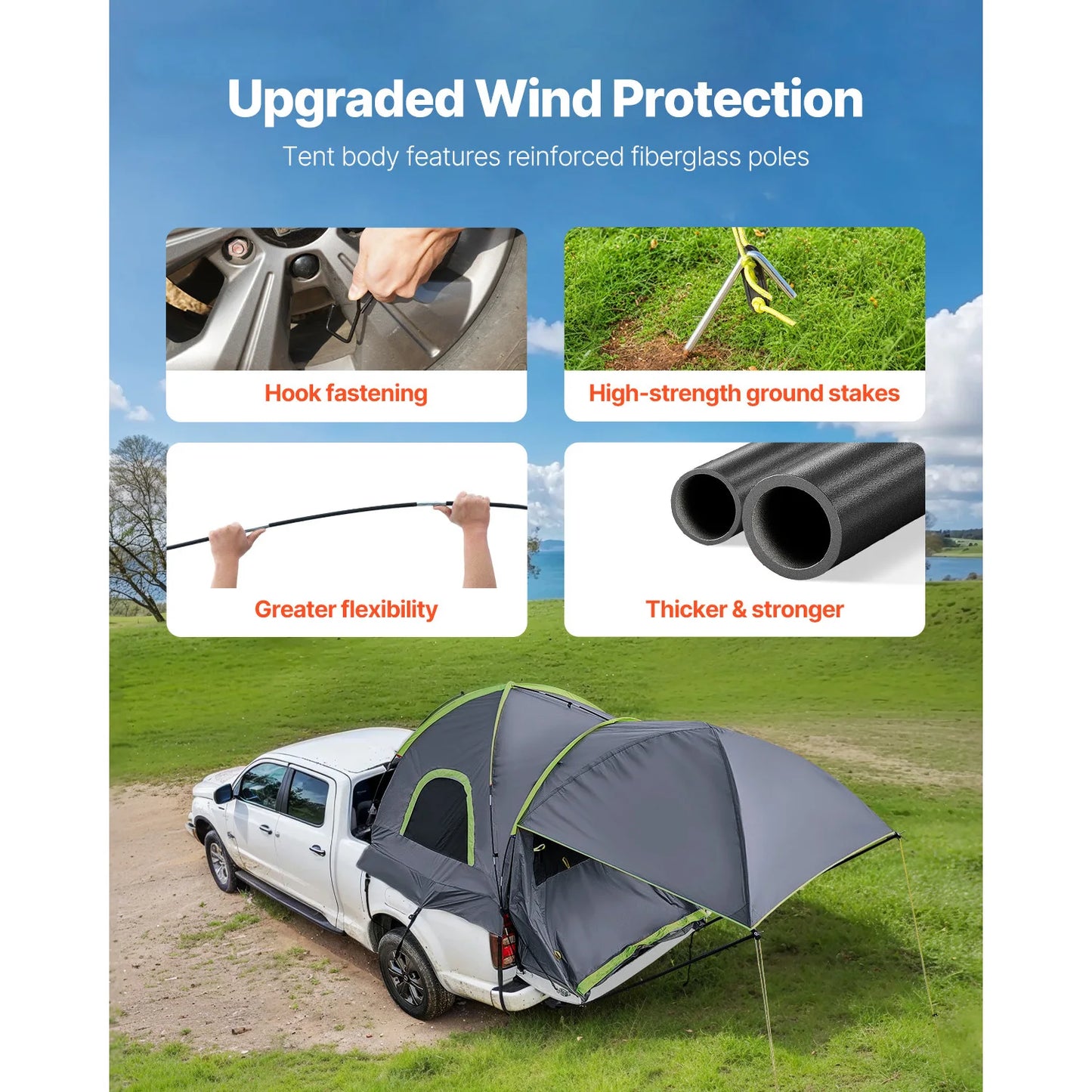 SucceBuy Pickup Truck Tent for Camping, Waterproof PU2000 2-3 Person Truck Bed Tent with Expandable Awning