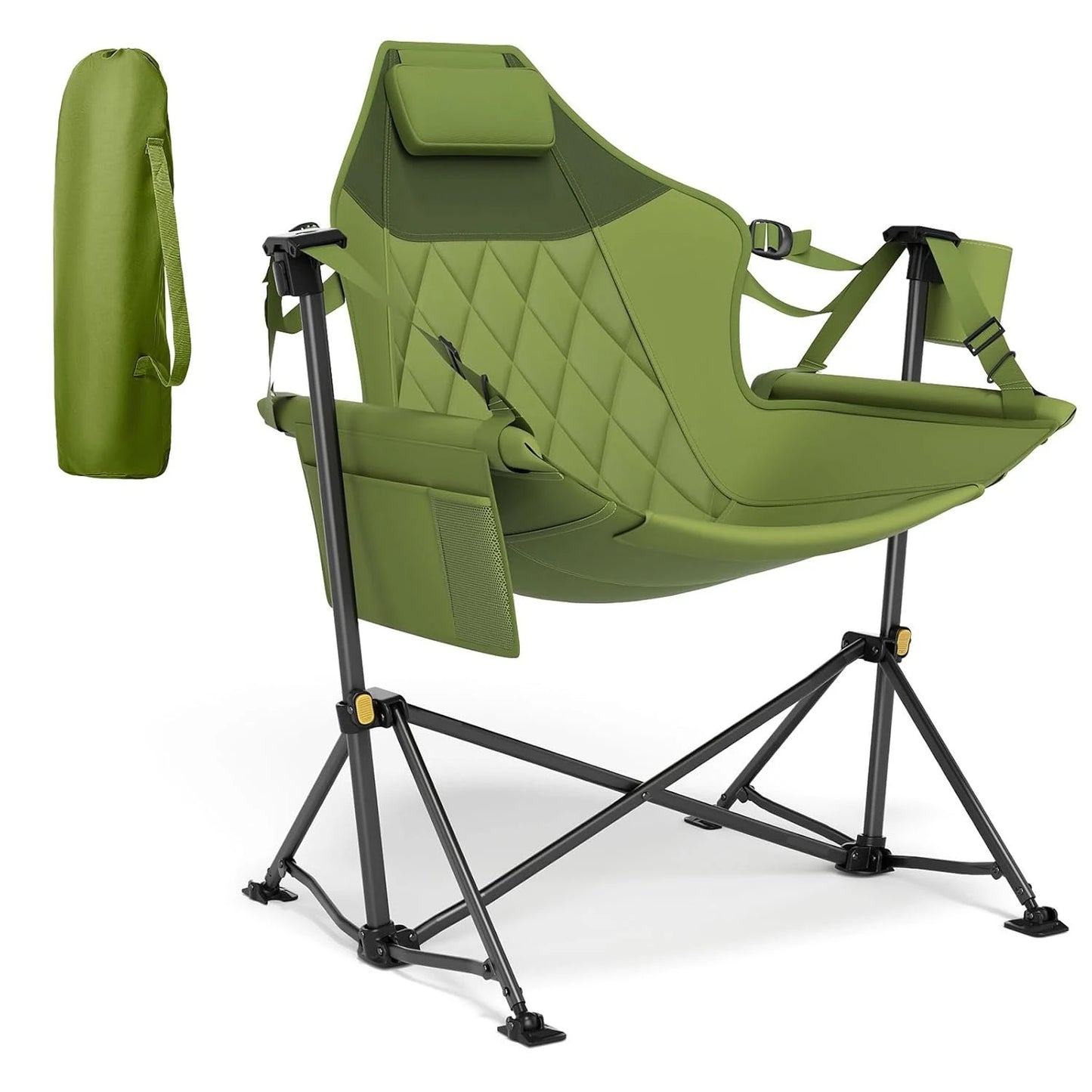 Hammock Camping Chair with Adjustable Backrest, Heavy Duty Folding Hammock Chair Supports 300 lbs.
