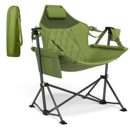 Hammock Camping Chair with Adjustable Backrest, Heavy Duty Folding Hammock Chair Supports 300 lbs.