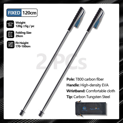 Carbon City Walking Running Sticks, Lightweight T800 Carbon Fiber Collapsible Telescopic Pole