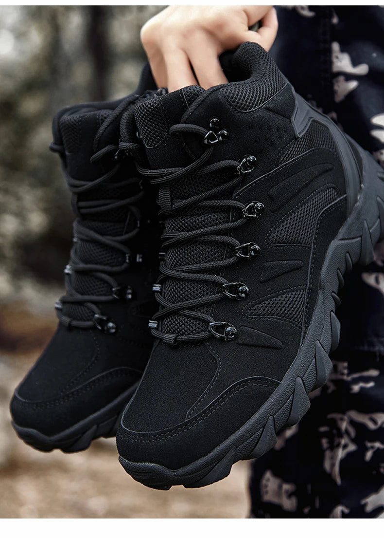 Men's casual tactical boots, lightweight, side zipper