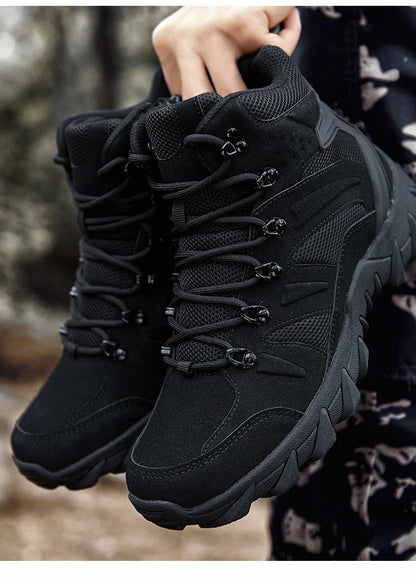 Men's casual tactical boots, lightweight, side zipper