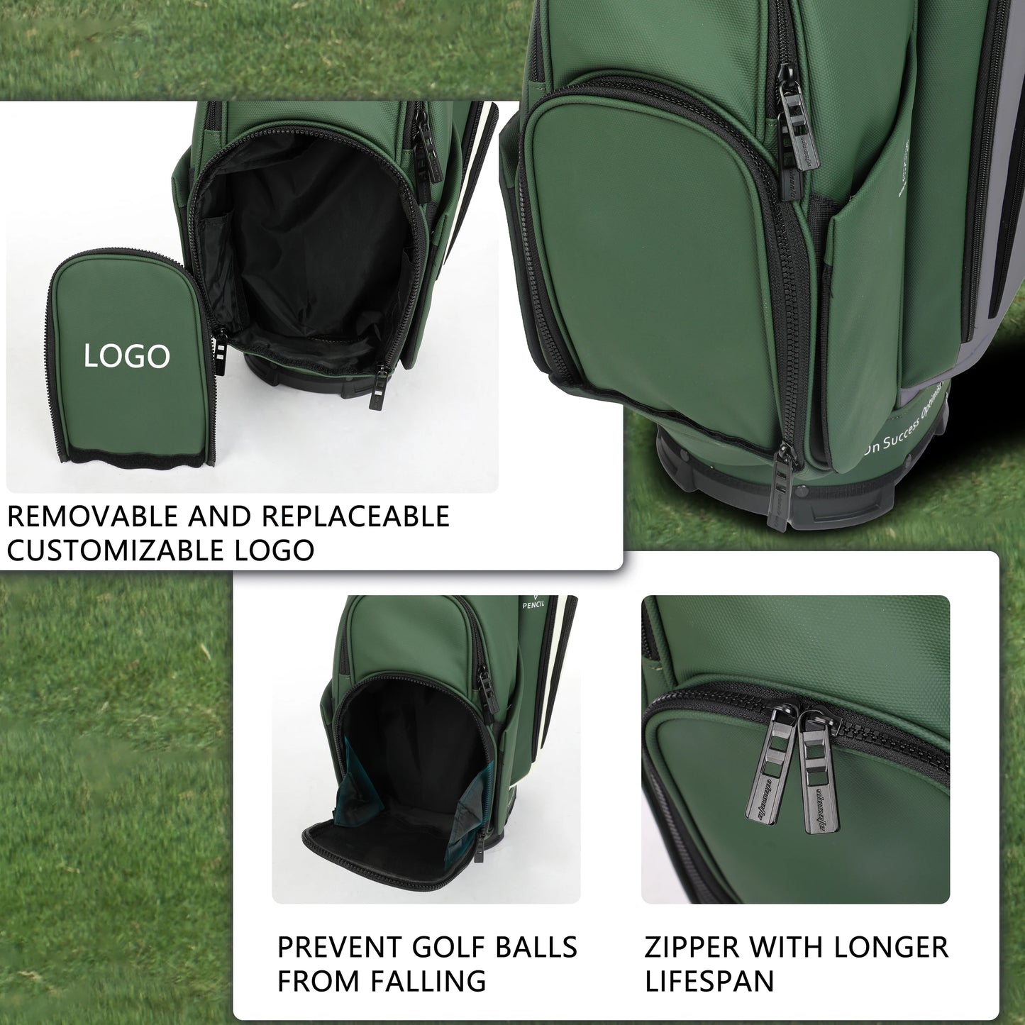 PU Leather Lightweight Men/Women Golf Bag, Multiple 10 Pockets, 14-Way Dividers,Cooler Pouch Golf Cart Bag