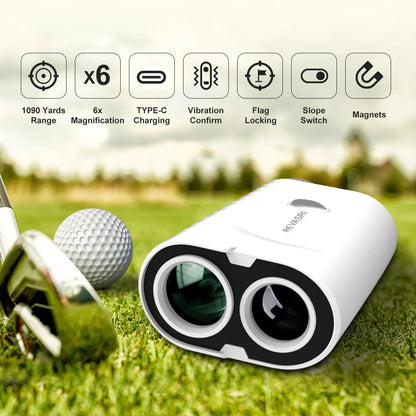 1000 Yards Mini Golf Rangefinder, Angle Switch, Flag Lock Vibration, High-Precision Slope Measurement, magnetic for Women
