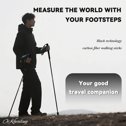 Carbon City Walking Running Sticks, Lightweight T800 Carbon Fiber Collapsible Telescopic Pole