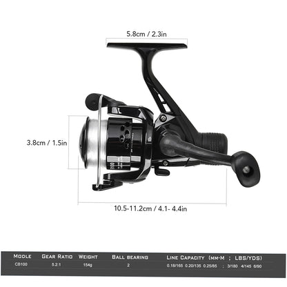 US Fishing Rod/Reel Combo Full Kit 1.5m Telescopic Fishing Rod, Spinning Reel Set with Hook Soft Lures, and Barrel Swivels Storage Bag
