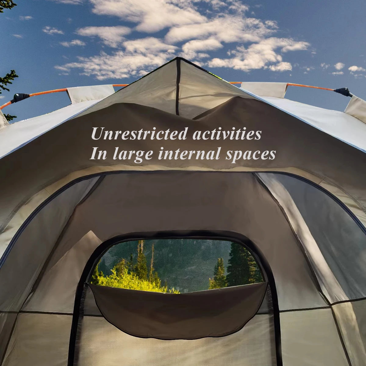 Outdoor shelter, Sunshade Self-driving Travel Camping Tent, Reactive outdoor Camping tent with Two doors and two windows