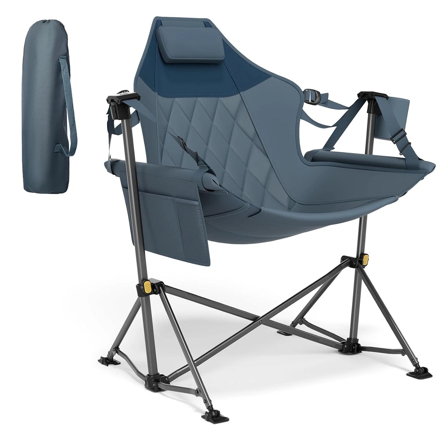 Hammock Camping Chair with Adjustable Backrest, Heavy Duty Folding Hammock Chair Supports 300 lbs.