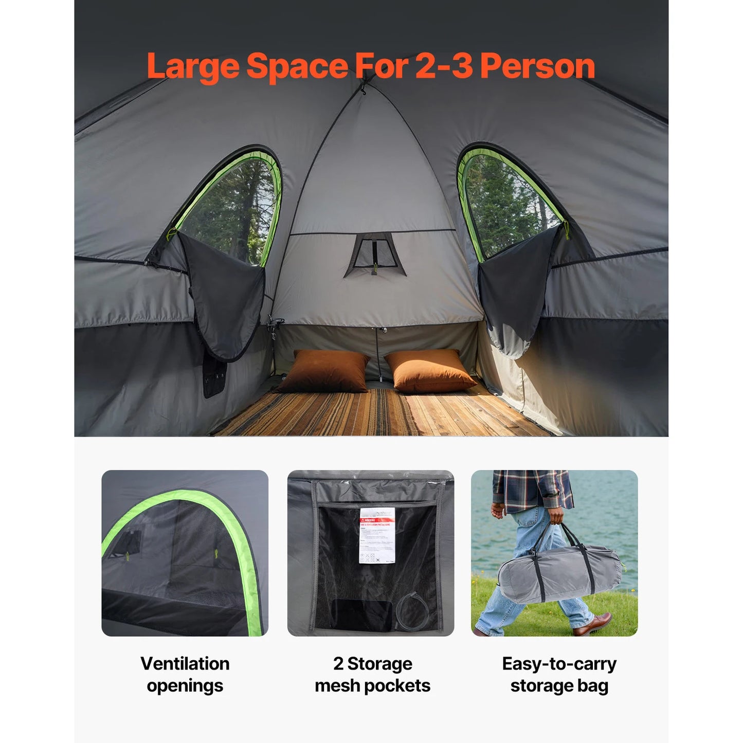 SucceBuy Pickup Truck Tent for Camping, Waterproof PU2000 2-3 Person Truck Bed Tent with Expandable Awning