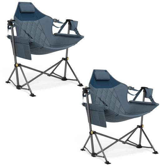 Hammock Camping Chair with Adjustable Backrest, Heavy Duty Folding Hammock Chair Supports 300 lbs.