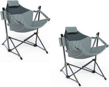 Hammock Camping Chair with Adjustable Backrest, Heavy Duty Folding Hammock Chair Supports 300 lbs.