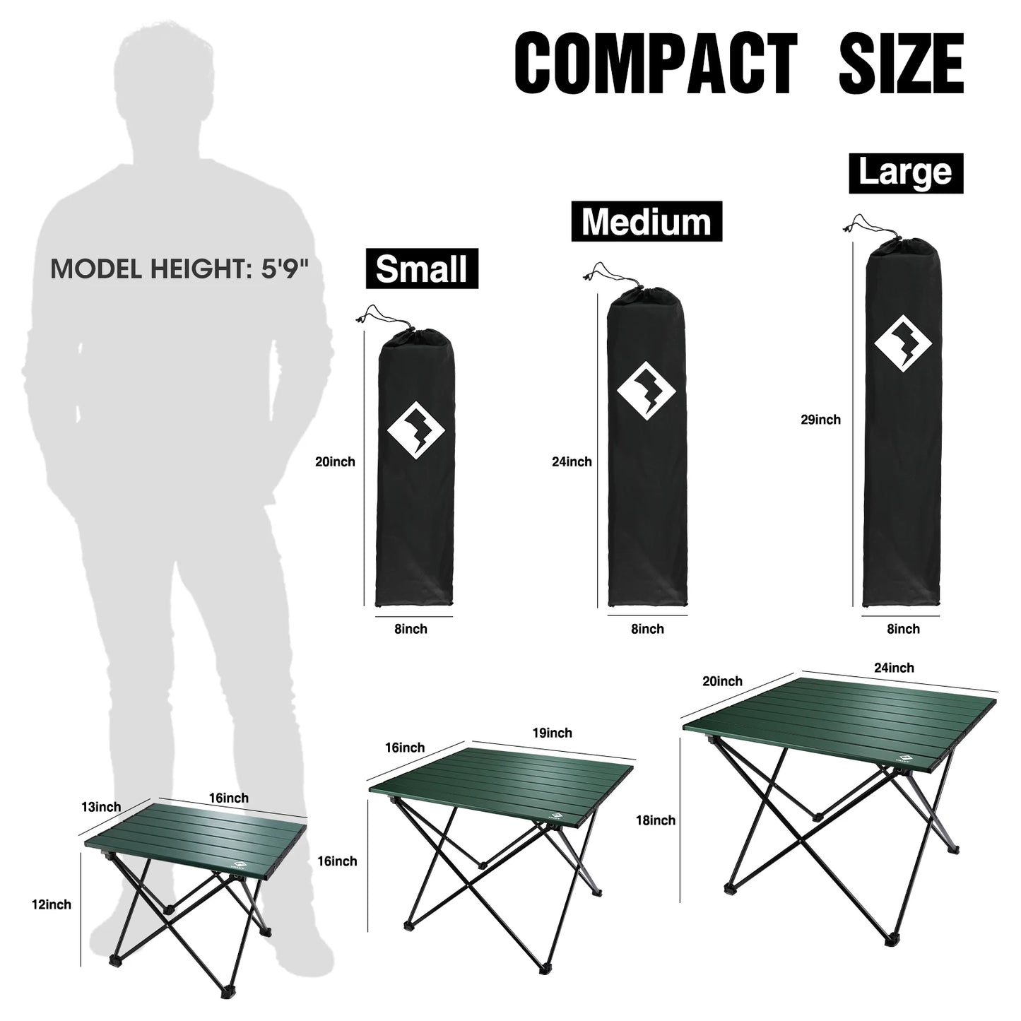 VILLEY Portable Camping Side Table, Ultralight Aluminum Folding Beach Table with Carry Bag for Outdoor Cooking, Picnic, Camping