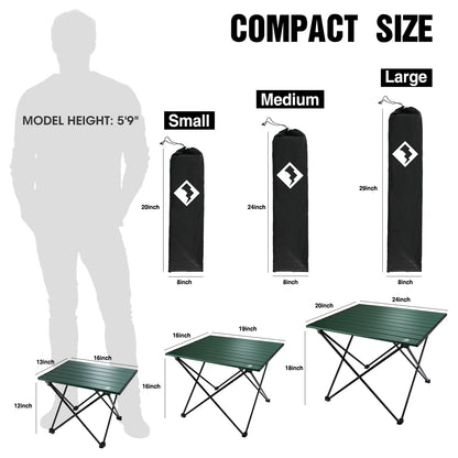 VILLEY Portable Camping Side Table, Ultralight Aluminum Folding Beach Table with Carry Bag for Outdoor Cooking, Picnic, Camping