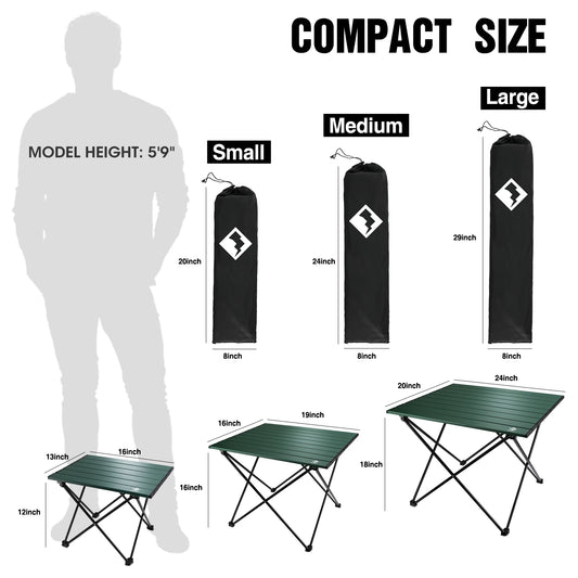 VILLEY Portable Camping Side Table, Ultralight Aluminum Folding Beach Table with Carry Bag for Outdoor Cooking, Picnic, Camping