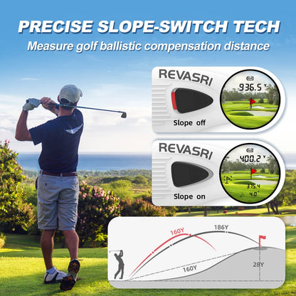 REVASRI Golf Rangefinder with Angle Switch, 1300 Yards, Flag Lock Vibration, Rechargeable with Magnetic Design