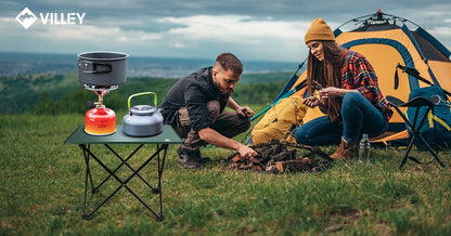 VILLEY Portable Camping Side Table, Ultralight Aluminum Folding Beach Table with Carry Bag for Outdoor Cooking, Picnic, Camping