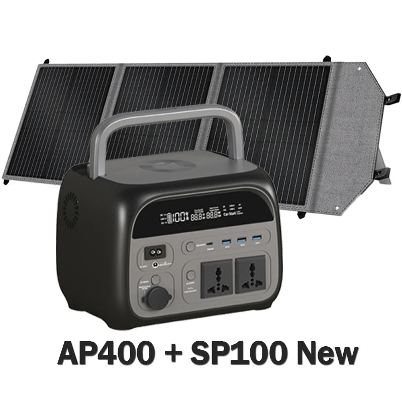 CTOLITY Camping Power Station 500W Portable Solar Generator 345Wh Lifepo4 Battery AC Output 100W 20.5V Flexible Solar Pane USB