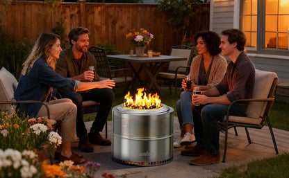 Wood Burning Firepit, Large Stainless Steel Smokeless Fire Pit with Carry Bag