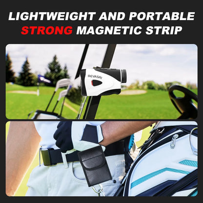 REVASRI Golf Rangefinder with Angle Switch, 1300 Yards, Flag Lock Vibration, Rechargeable with Magnetic Design