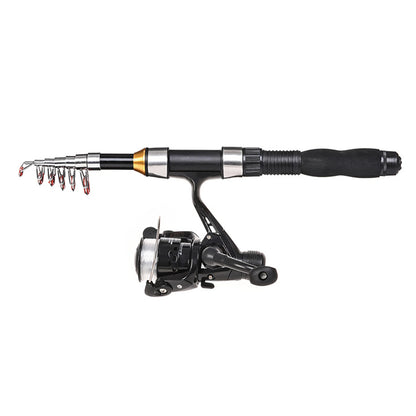 US Fishing Rod/Reel Combo Full Kit 1.5m Telescopic Fishing Rod, Spinning Reel Set with Hook Soft Lures, and Barrel Swivels Storage Bag