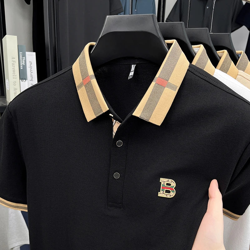 Summer men's golf fashion short sleeved polo shirt, breathable
