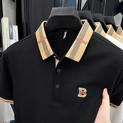 Summer men's golf fashion short sleeved polo shirt, breathable