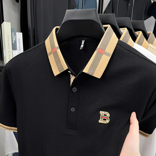 Summer men's golf fashion short sleeved polo shirt, breathable