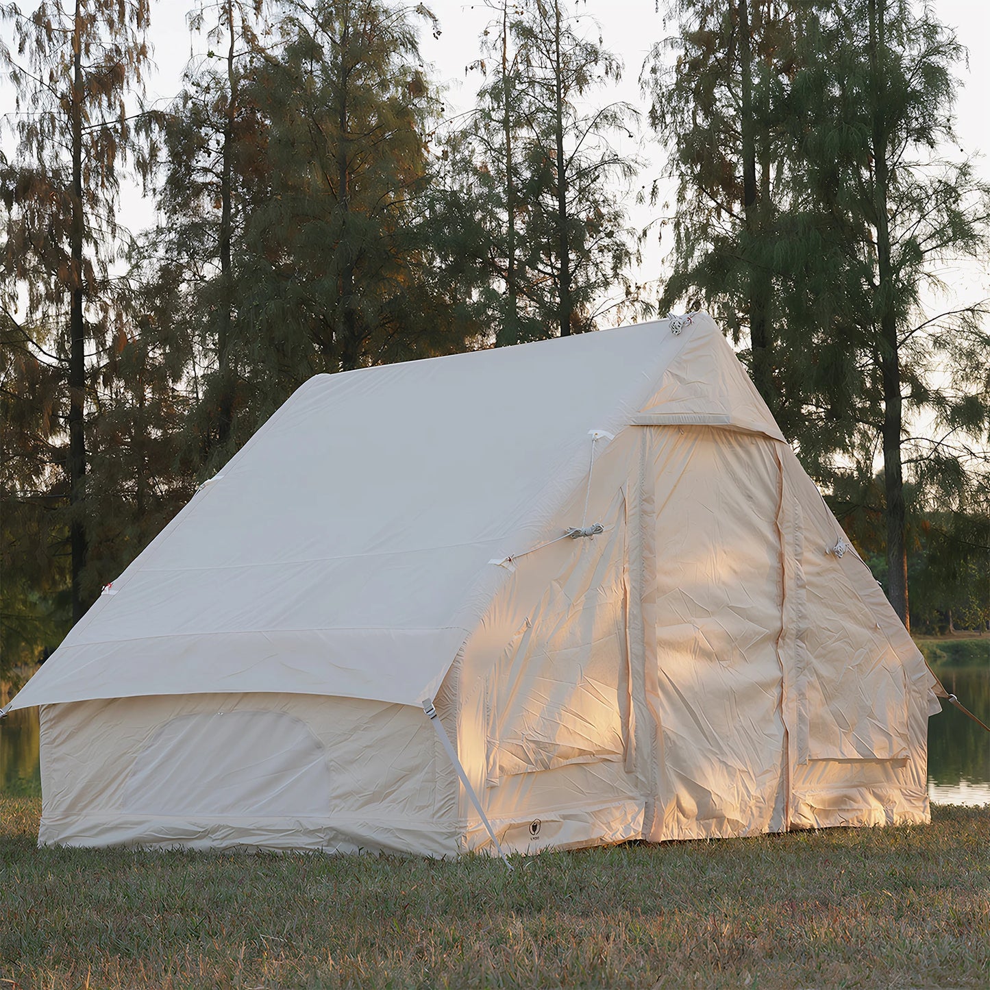 4-6 Person House Instant Glamping Camping Tents, House Oxford Fabric Inflatable Camping Tent With Storage Bag