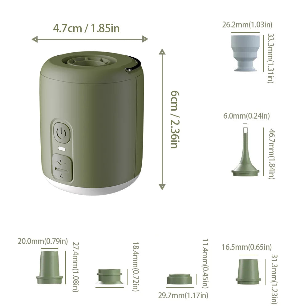 WESTTUNE Tiny Air Pump with Camping Lantern, 4.5kPa Air Pump with Magnetic Design for Inflatable Air Mattress  or Sleeping Pads