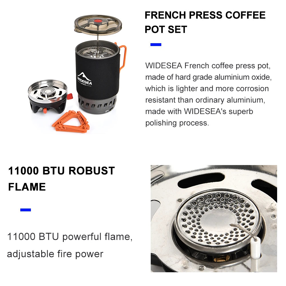 Widesea Camping Cooking System with Heat Exchanger, Outdoor Gas Stove Burner