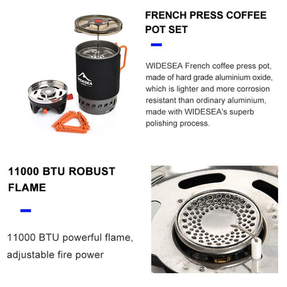 Widesea Camping Cooking System with Heat Exchanger, Outdoor Gas Stove Burner