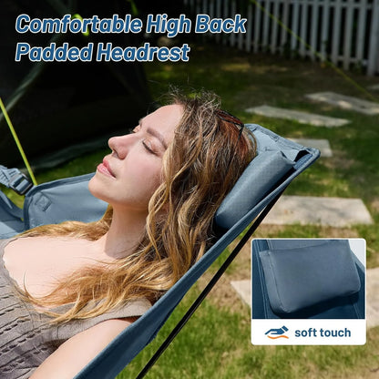 Hammock Camping Chair with Adjustable Backrest, Heavy Duty Folding Hammock Chair Supports 300 lbs.