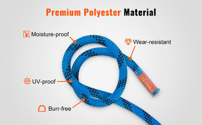 VEVOR 12.7mm Static Climbing Rope, 125/150/200ft Outdoor Rock Climbing Rope 30KN Breaking Tension Fiber Rope w/ Steel Snap Hooks