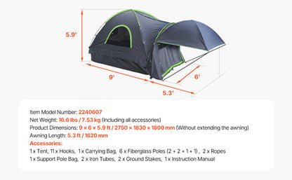 SucceBuy Pickup Truck Tent for Camping, Waterproof PU2000 2-3 Person Truck Bed Tent with Expandable Awning
