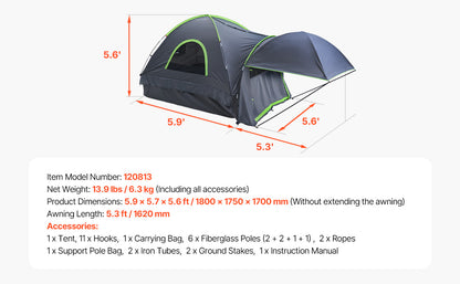 SucceBuy Pickup Truck Tent for Camping, Waterproof PU2000 2-3 Person Truck Bed Tent with Expandable Awning