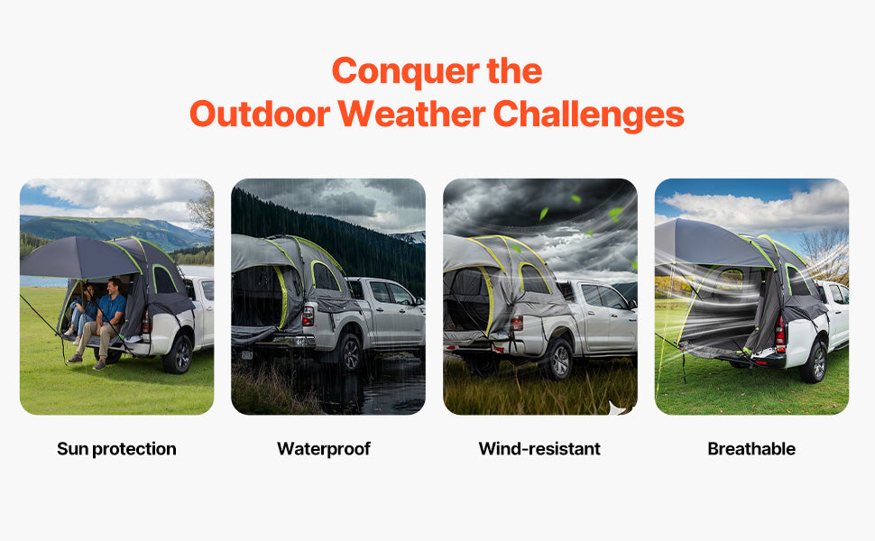SucceBuy Pickup Truck Tent for Camping, Waterproof PU2000 2-3 Person Truck Bed Tent with Expandable Awning