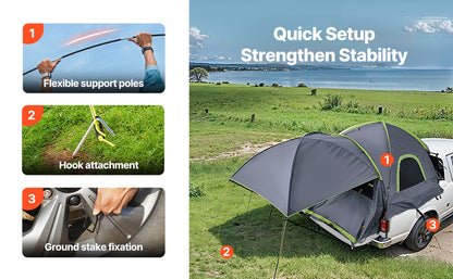SucceBuy Pickup Truck Tent for Camping, Waterproof PU2000 2-3 Person Truck Bed Tent with Expandable Awning